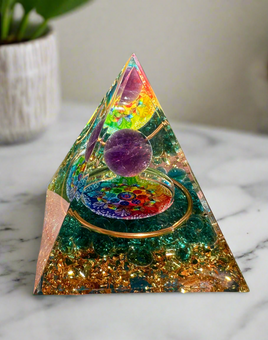 Amethyst & Teal Orgonite Pyramid #15