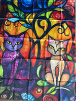 Colorful Stained Glass Cat Design Door Cover/Curtain