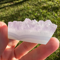 Lavender Amethyst Cluster with Polished Agate Freeform