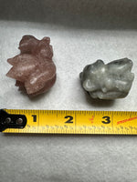 Small Nine Tail Fox Carvings Labradorite/Strawberry Quartz