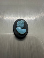 Carved Opal on Black Onyx 14x10mm Oval 2.75ct