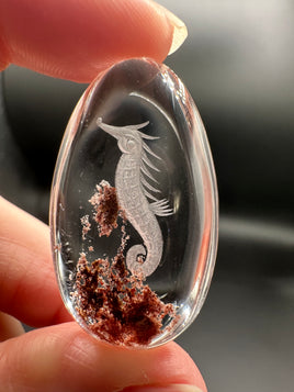 Beautiful Seahorse Garden Quartz Inner Scene Carving #11