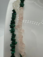 Heart Chakra Trinity – Rose Quartz, Malachite & Clear Quartz Necklace