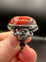 Vintage Style Carnelian Stainless Steel Adjustable Ring #3