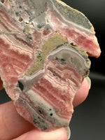 Natural Rhodochrosite Slab #11 – Pink Banded Patterns, Orb Formations & Matrix