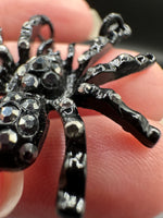 Black Rhinestone Spider Pendant Charm – Gothic Halloween Jewelry Making Supply