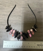 Pink & Black Handmade Natural Crystal Crown Headband