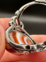 Vintage Style Carnelian Stainless Steel Adjustable Ring #10