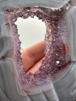 Amethyst Agate Heart Wings Carving with Stand #2