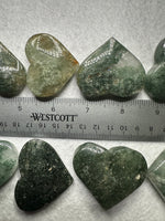 Green Mica in Quartz Heart | Polished Natural Crystal Heart | Green Mica Quartz Pocket Stone