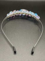Pastel Rainbow Handmade Natural Crystal Crown Headband – Aura-Coated Crystal Points &  Crescent Moon