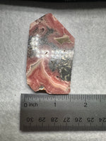 Natural Rhodochrosite Slab #14 – Pink Banded Mineral Specimen with Black Matrix & Natural Vugs