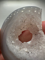 Druzy Agate Geode Carved Moon