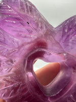 Purple Fluorite Decorative Carved Heart with Stand #7
