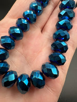 Metallic Midnight Blue Faceted Glass Rondelle Bead Strand – Jewelry Making Beads