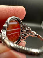 Vintage Style Carnelian Stainless Steel Adjustable Ring #6