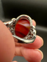 Vintage Style Carnelian Stainless Steel Adjustable Ring #4
