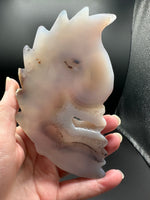 Druzy Dendritic Agate Geode Indigenous-Inspired Profile Headdress Carving #4