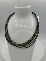 Natural 2mm Ruby Zoisite Faceted Necklaces