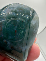 Moss Agate Carved Heart #1
