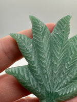 Green Aventurine Cannabis Leaf Carving #2