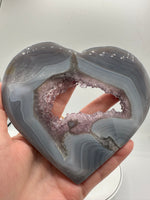 Large Amethyst Agate Heart with Stand #2