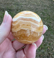 Yellow Calcite Stripe Sphere #7