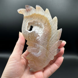 Druzy Agate Geode Indigenous-Inspired Profile Headdress Carving #7
