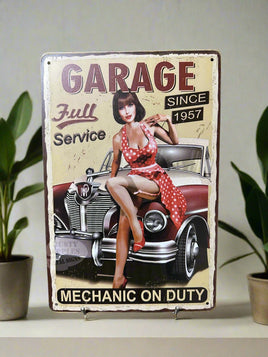Garage Mechanic on Duty Novelty Tin Sign