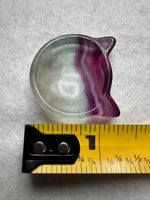 Cat Head Shape Rainbow Fluorite Bowl Carving #1