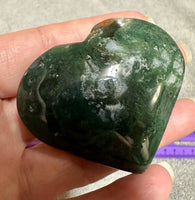 Moss Agate Carved Heart #2
