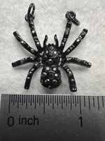 Black Rhinestone Spider Pendant Charm – Gothic Halloween Jewelry Making Supply