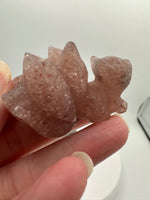 Small Nine Tail Fox Carvings Labradorite/Strawberry Quartz