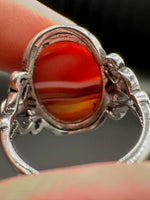 Vintage Style Carnelian Stainless Steel Adjustable Ring #7