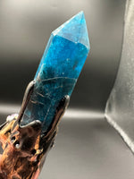 Blue Apatite & Amethyst Witch Broom with Crystal Cluster