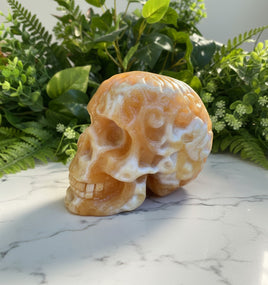 Yellow and White Mixed Calcite Skull #3