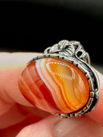 Vintage Style Carnelian Stainless Steel Adjustable Ring #5