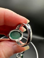Natural Malachite Adjustable Stainless Steel Ring – Oval Gemstone Cabochon Ring
