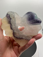 Rainbow Fluorite Decorative Carved Heart with Stand #2