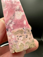 Rhodochrosite Four-Sided Tower #1 – Rose Pink and Cream Polished Crystal Point