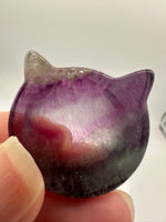 Cat Head Shape Rainbow Fluorite Bowl Carving #4