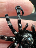 Black Rhinestone Spider Pendant Charm – Gothic Halloween Jewelry Making Supply