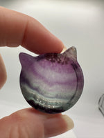 Cat Head Shape Rainbow Fluorite Bowl Carving #4