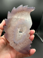 Druzy Dendrite Agate Geode Indigenous-Inspired Profile Headdress Carving #9