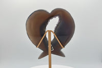 Amethyst Agate Heart Wings Carving with Stand #1