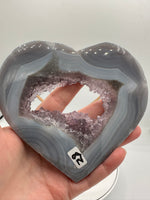 Large Amethyst Agate Heart with Stand #2