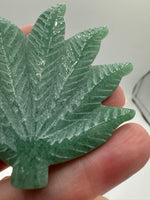 Green Aventurine Cannabis Leaf Carving #2