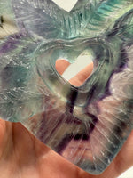 Rainbow Fluorite Decorative Carved Heart with Stand #9