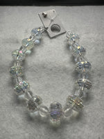 Clear AB Faceted Glass Bead Strand with Round Spacers – Graduated Jewelry Making Beads