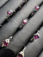 Natural Purple Garnet Adjustable Stainless Steel Ring – Faceted Gemstone Ring